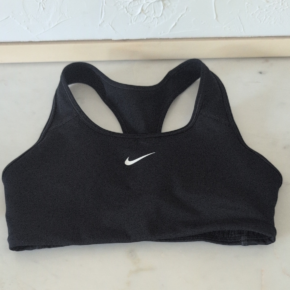 Nike Black Racerback Sports Bra with White Swoosh